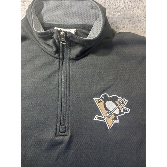 Pittsburgh Penguins NHL 1/4 Zip Pullover Jacket Black Mesh Size L Fan‎ Gear - Picture 2 of 9